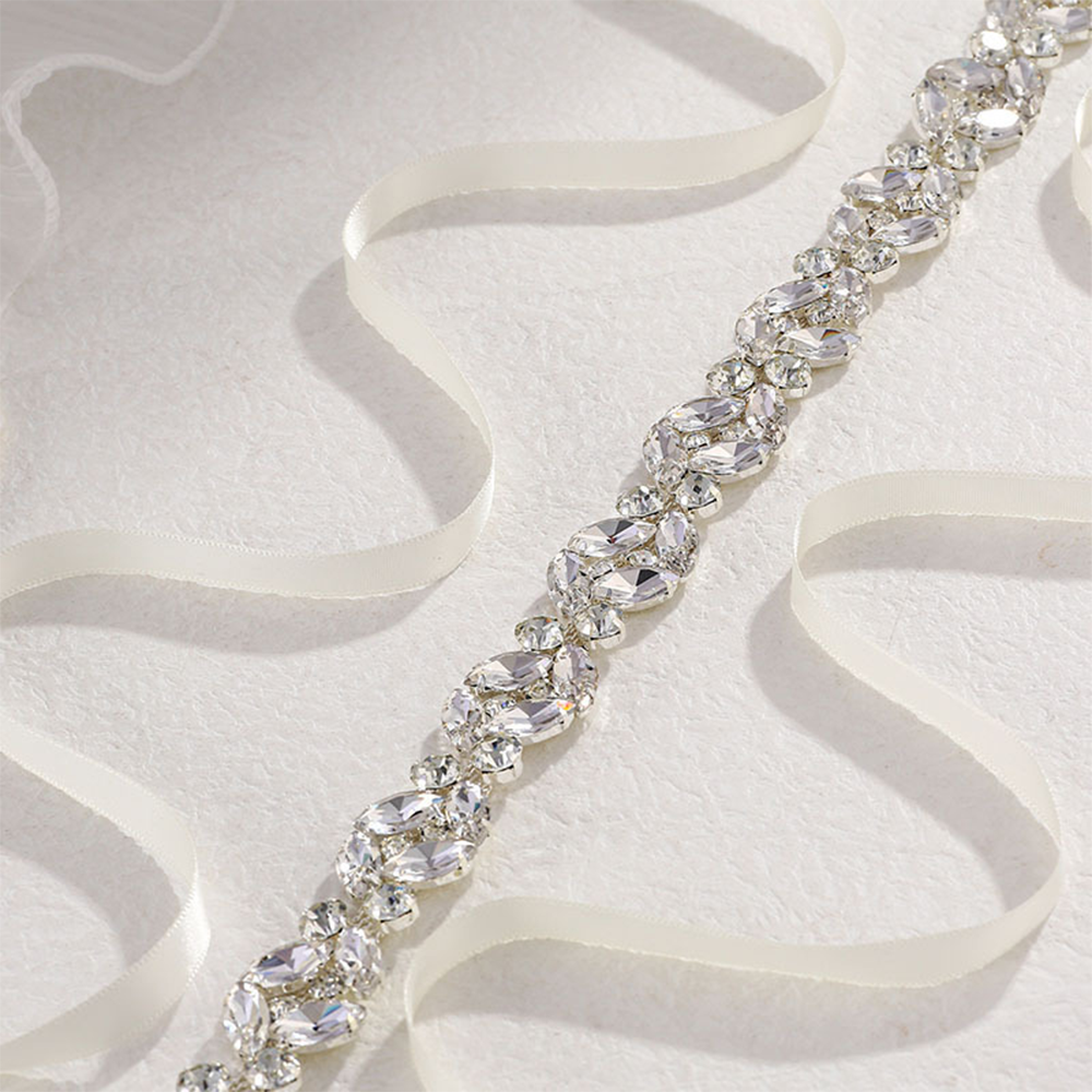 Bridal Sash Ribbon - Ultra-shiny Alloy Diamond-studded Bridal Waist Belt