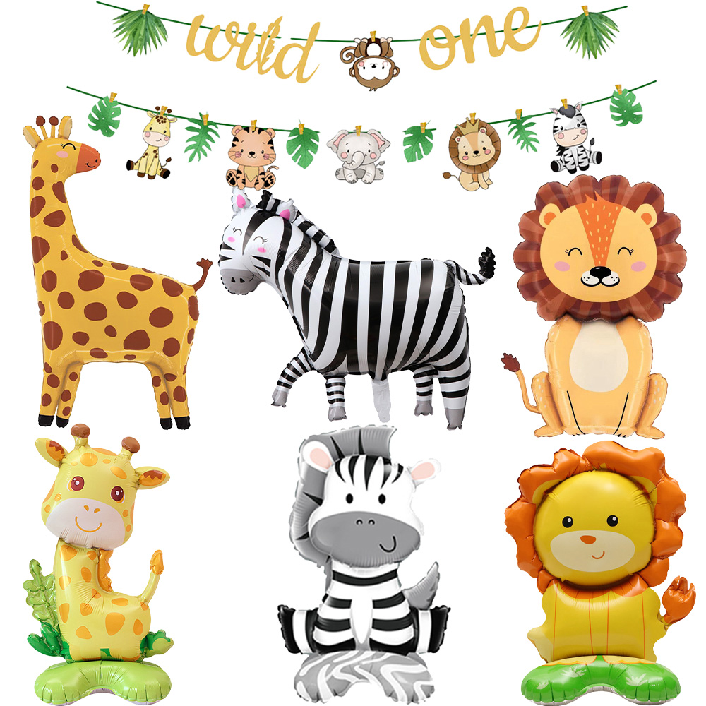 Confetti Balloon Set - Jungle Animals Party Banner Decor Lion