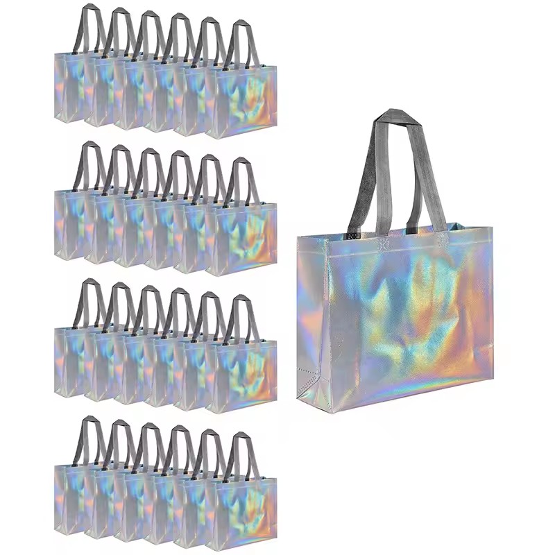 Wedding Supply Shops - 10/20pcs silver reusable gift tote grocery