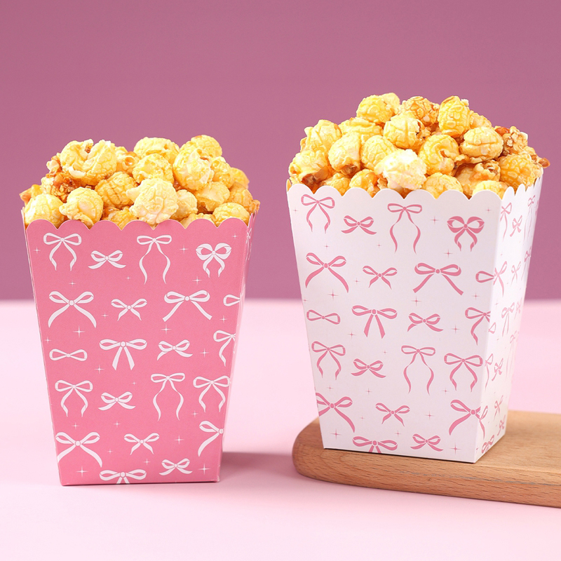 Wedding Decoration Supply - 10Pcs Bow Paper Popcorn Boxes With