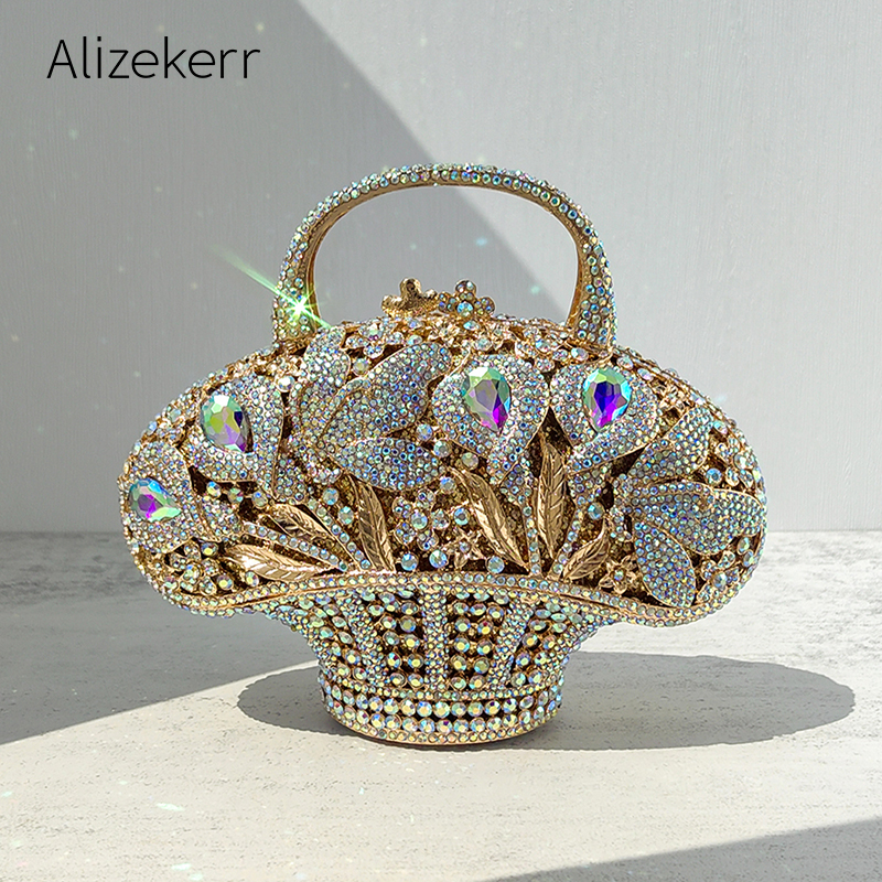Flower Girl Basket - Alizekerr Flower Basket Crystal Evening Bags