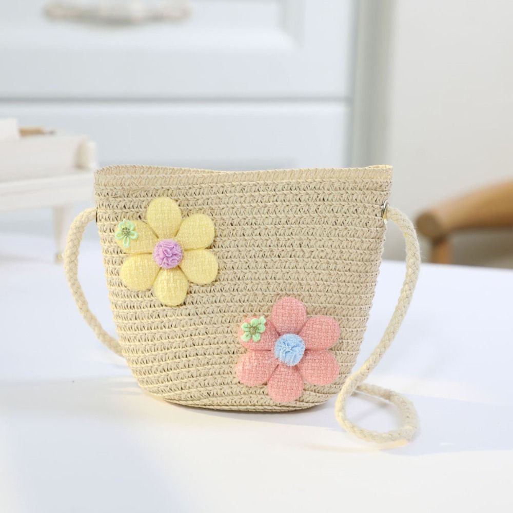 Flower Girl Basket - Handmade Woven Girl Flower Straw Bag