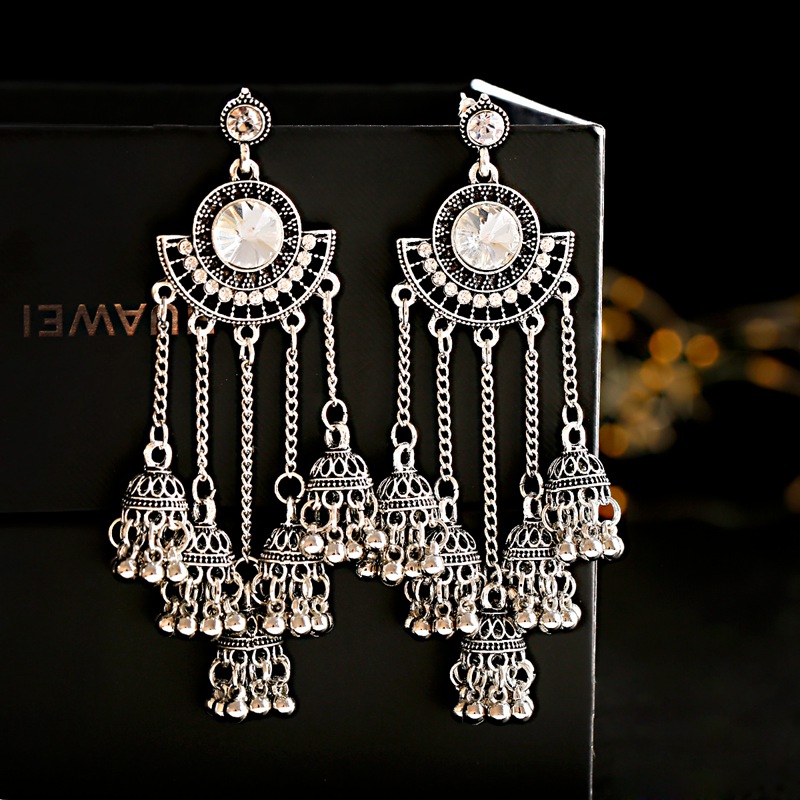 Indian Wedding Supply - Indian Jhumka Earrings Gold Sliver Color