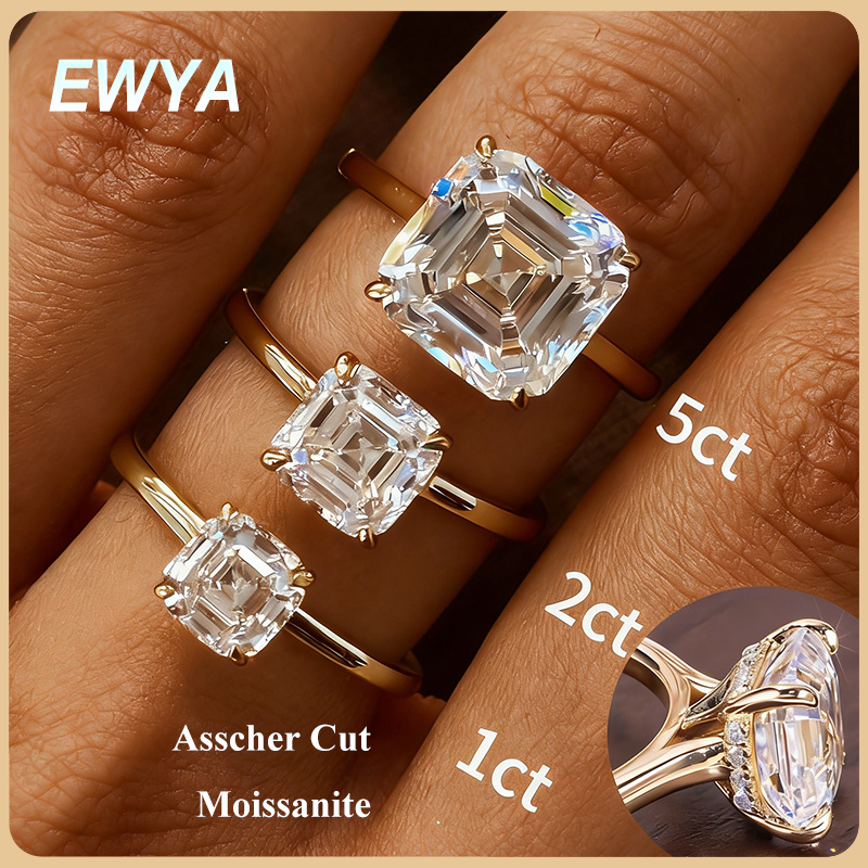 Wedding Zone - EWYA Asscher Cut 1/2/3/5CT 3EX Moissanite