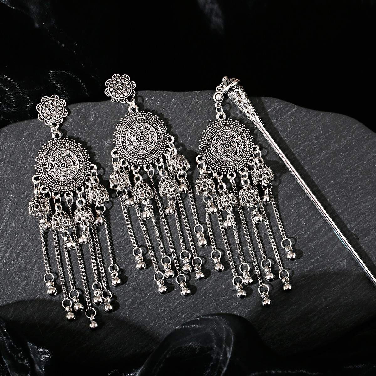 Indian Wedding Supply - Chain Pendientes Earring And Hairpin Set
