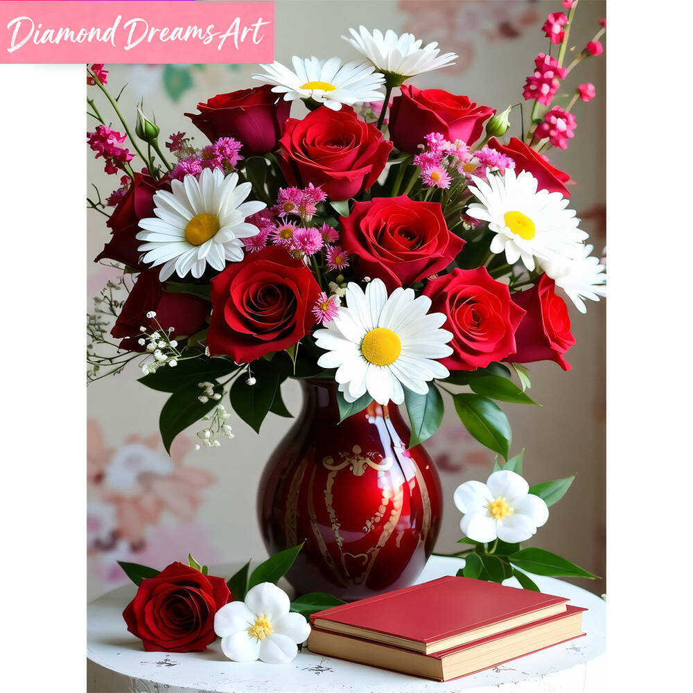 Flower Girl Basket - 5D DIY Diamond Embroidery Rose Mosaic