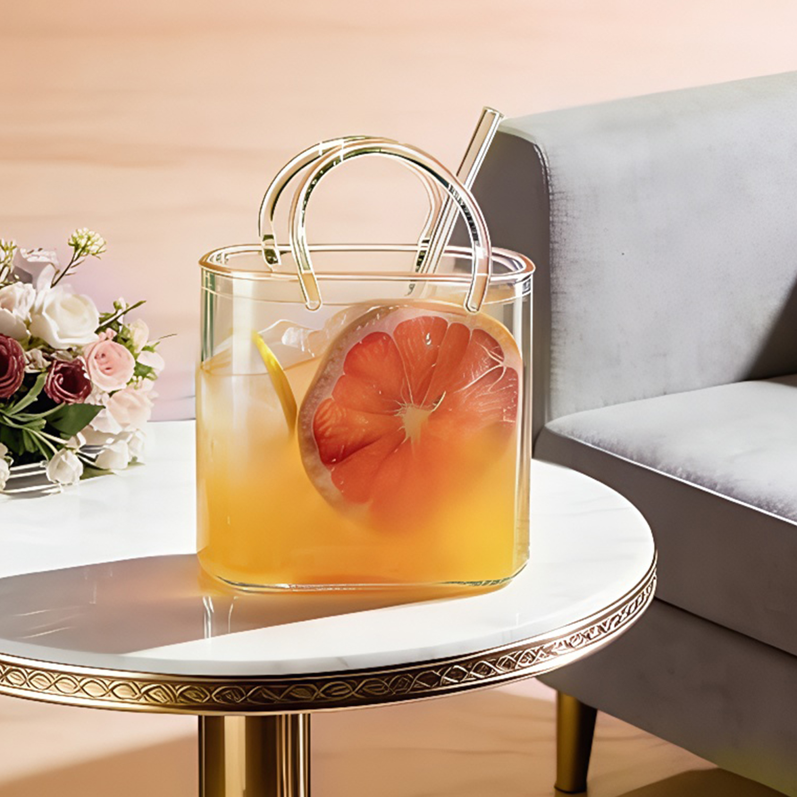 Glass Purse with Glass Straw C - Flower Girl Basket 评论和价格