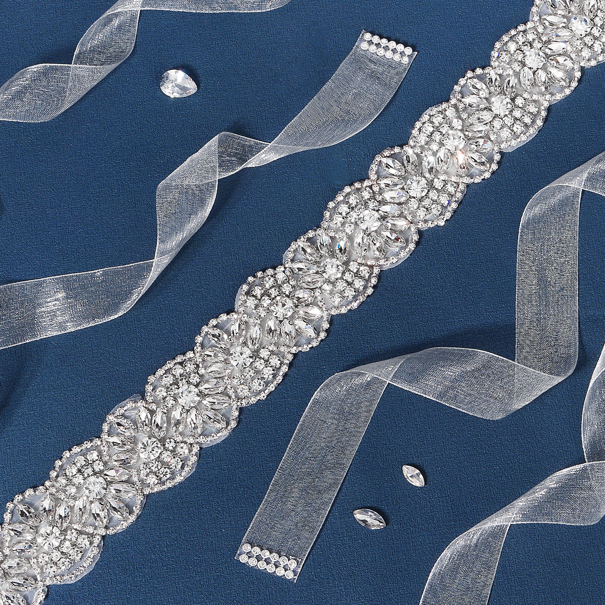 Rhinestone Bridal Belt for Wed - Bridal Sash Ribbon 评论和价格