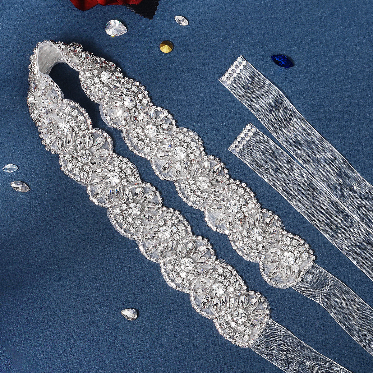 Rhinestone Bridal Belt for Wed - Bridal Sash Ribbon 评论和价格