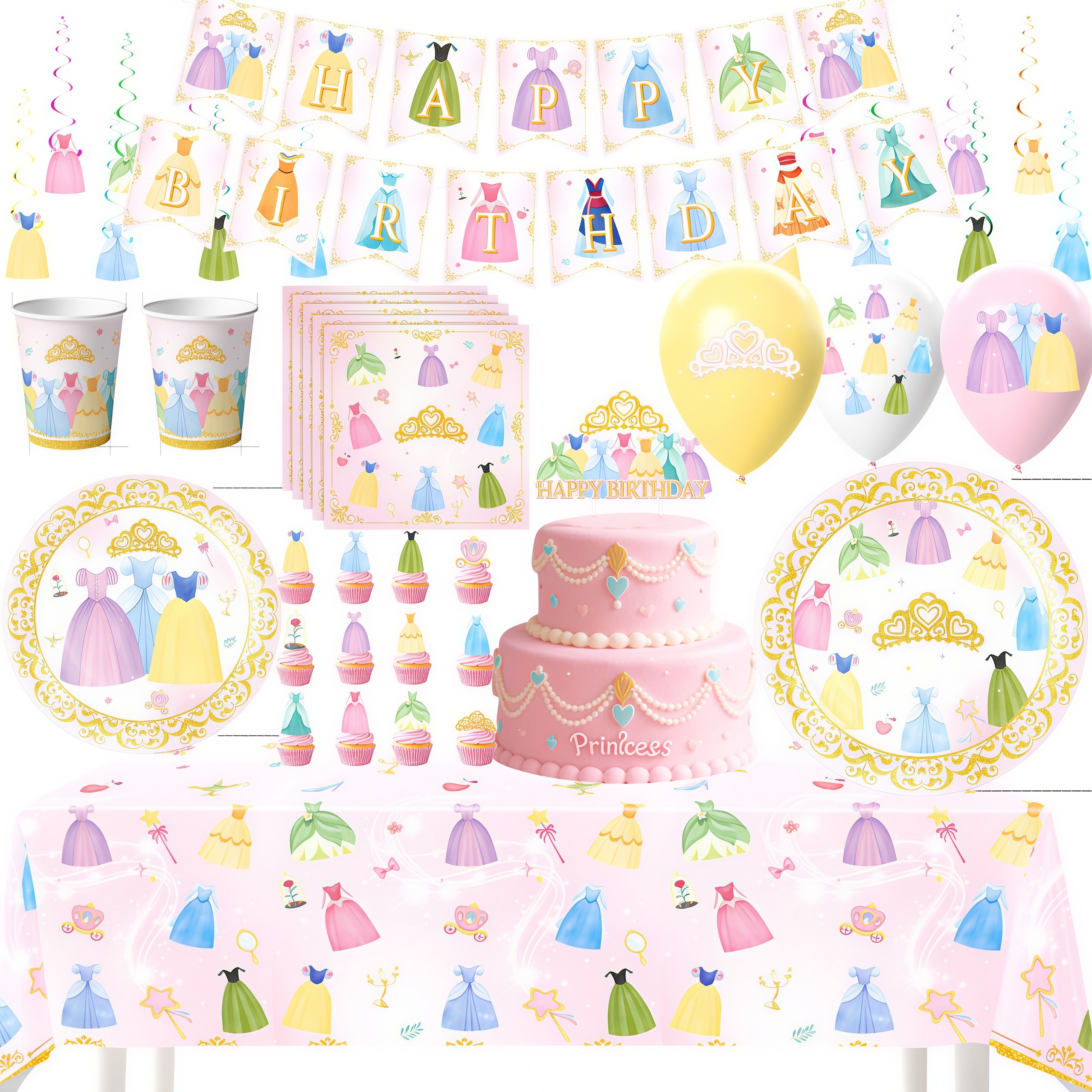 Princess Dress Girls Birthday  - Confetti Balloon Set 评论和价格