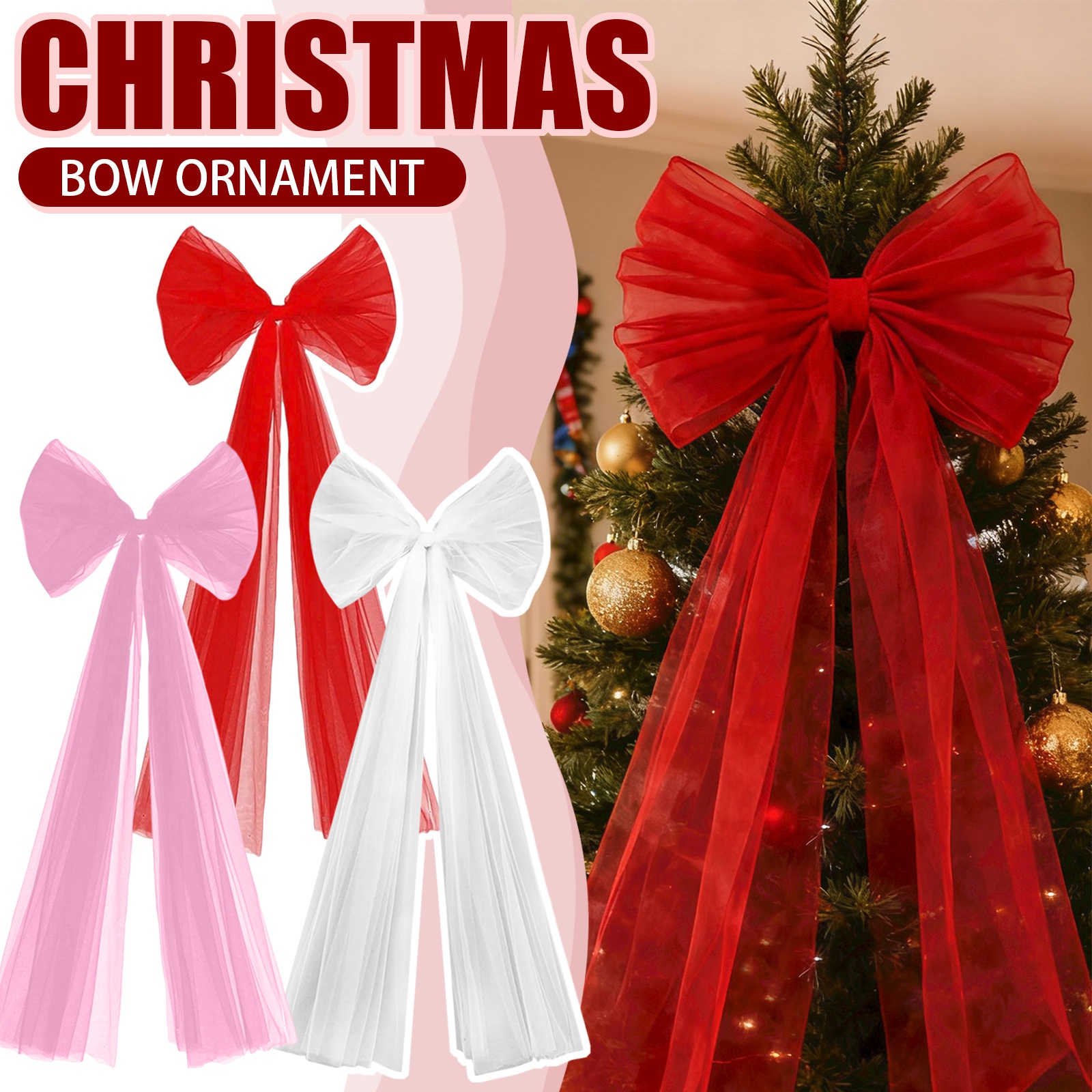Christmas Tulle Bow Decoration - Wedding Supply Shops 评论和价格