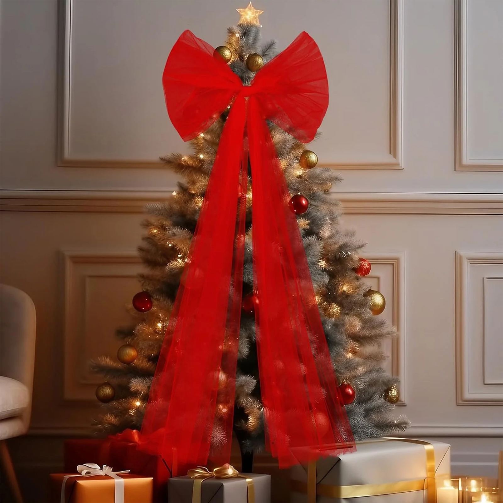 Christmas Tulle Bow Decoration - Wedding Supply Shops 评论和价格