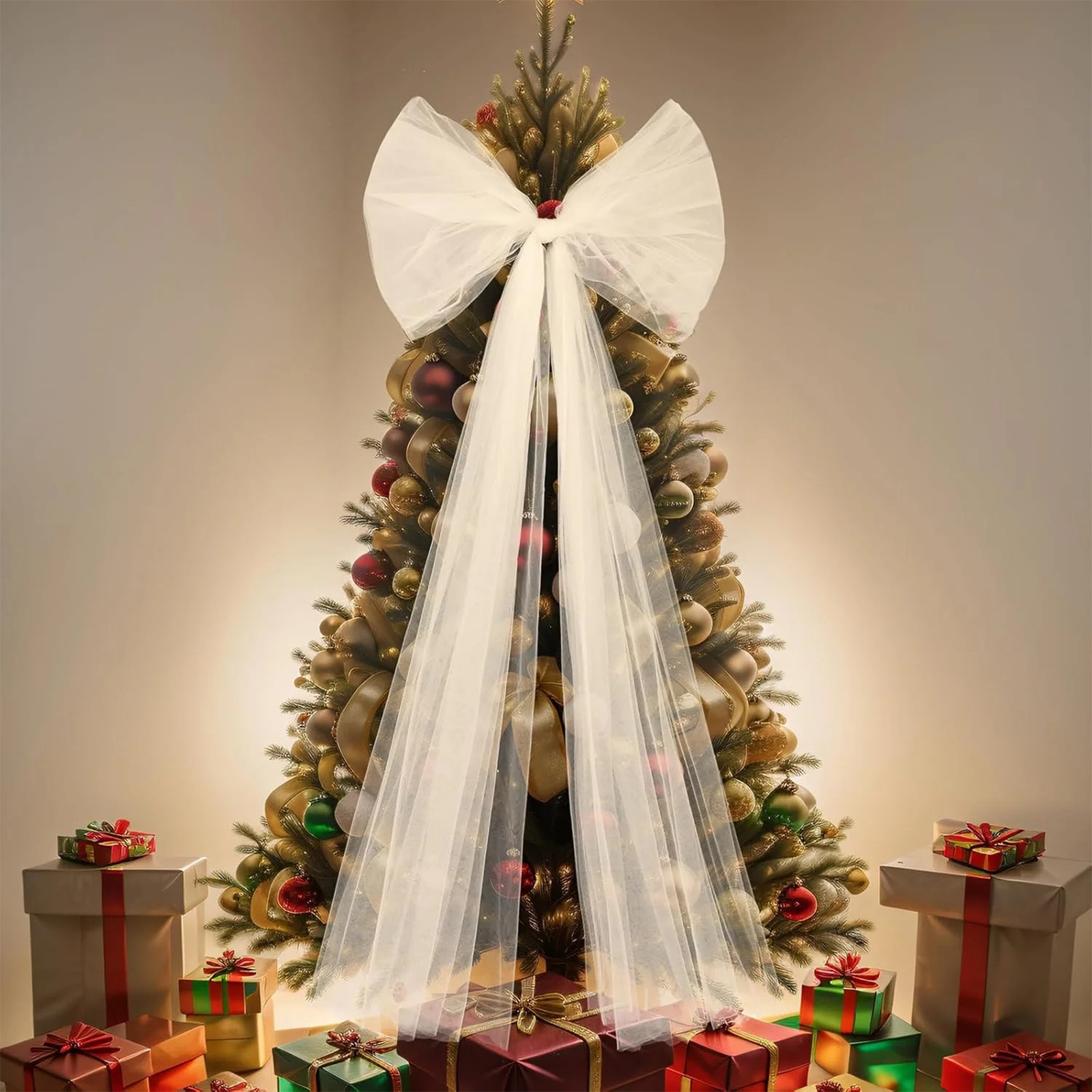 Christmas Tulle Bow Decoration - Wedding Supply Shops 评论和价格