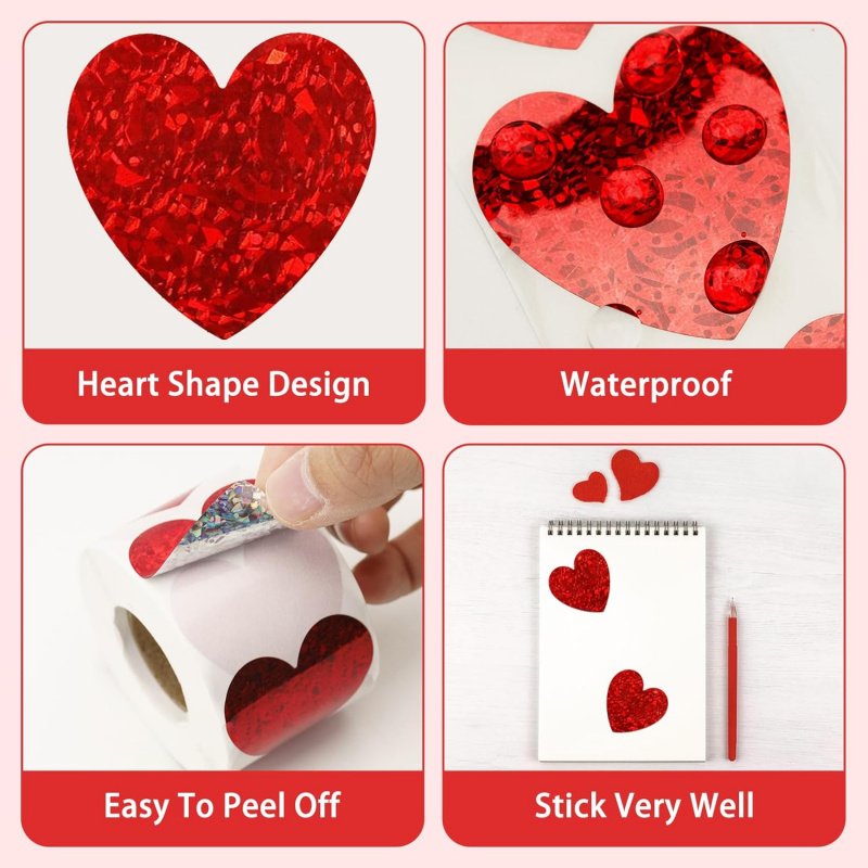 Heart Stickers - 500Pcs Valent - Wedding Envelopes 评论和价格