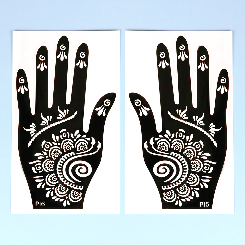 2pcs Henna Tattoo Stencils Tem - Indian Wedding Supply 评论和价格