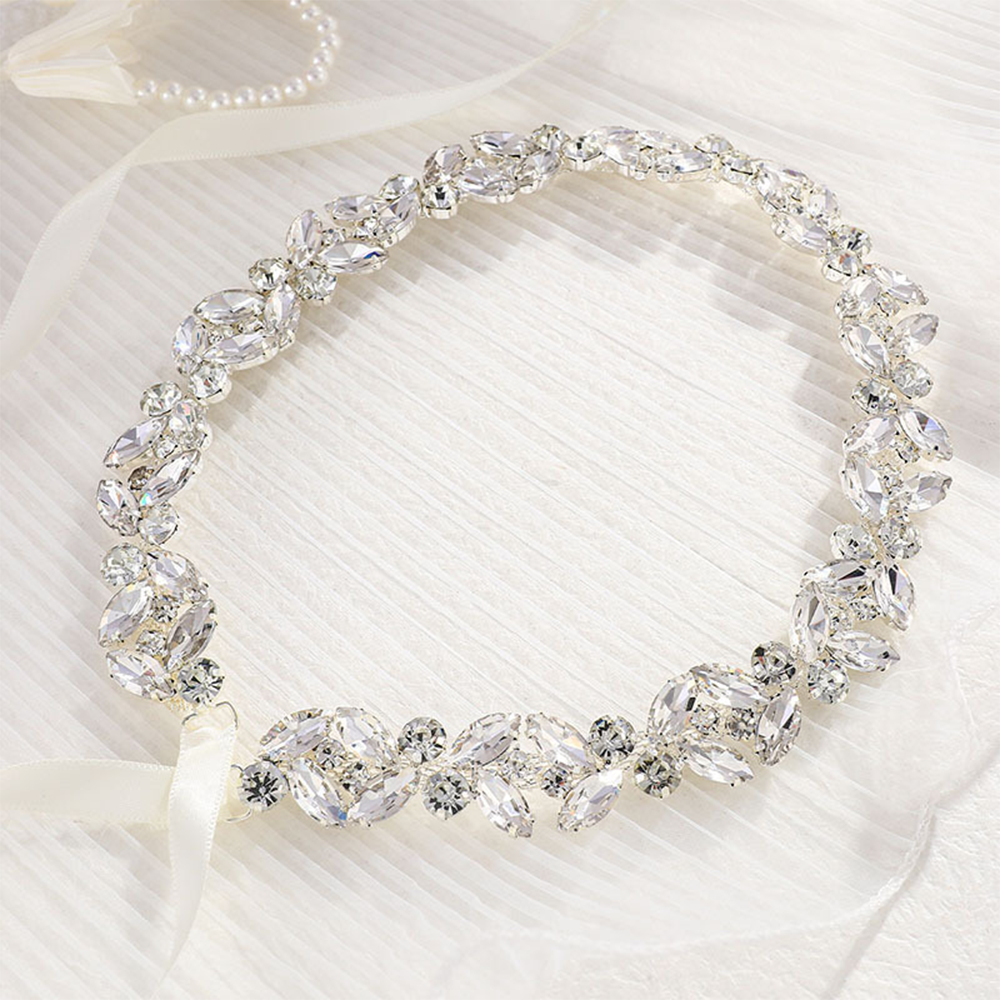 Ultra-shiny Alloy Diamond-stud - Bridal Sash Ribbon 评论和价格