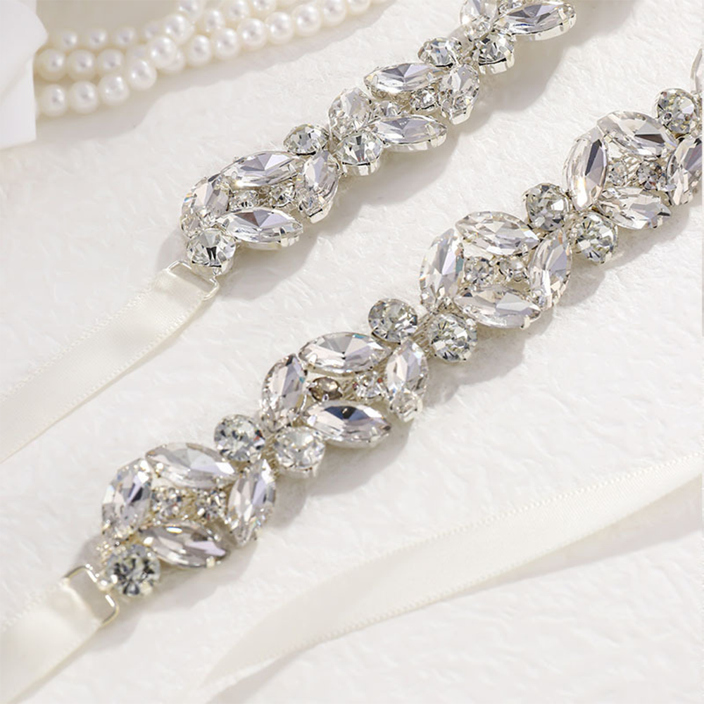 Ultra-shiny Alloy Diamond-stud - Bridal Sash Ribbon 评论和价格
