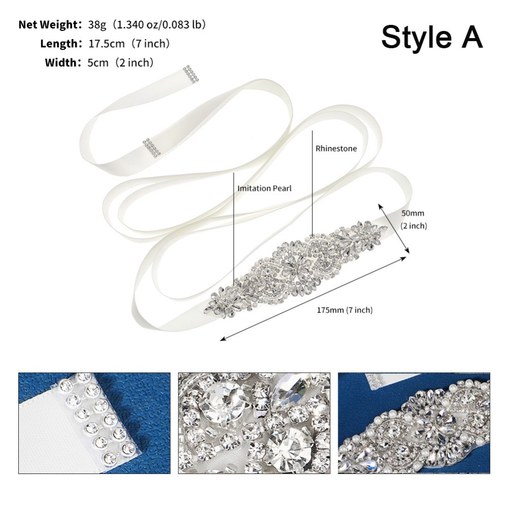 Sweet Silver Wedding Rhineston - Bridal Sash Ribbon 评论和价格