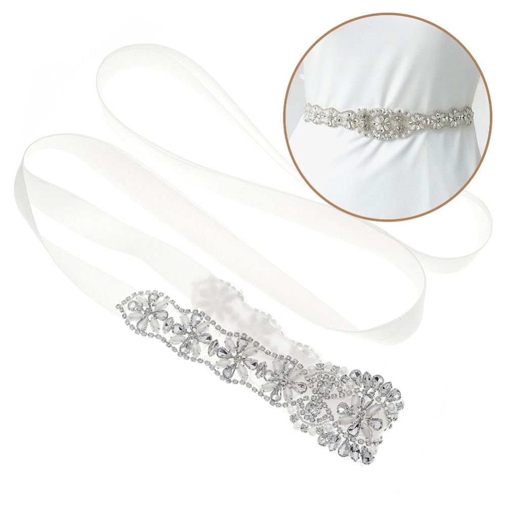 Sweet Silver Wedding Rhineston - Bridal Sash Ribbon 评论和价格