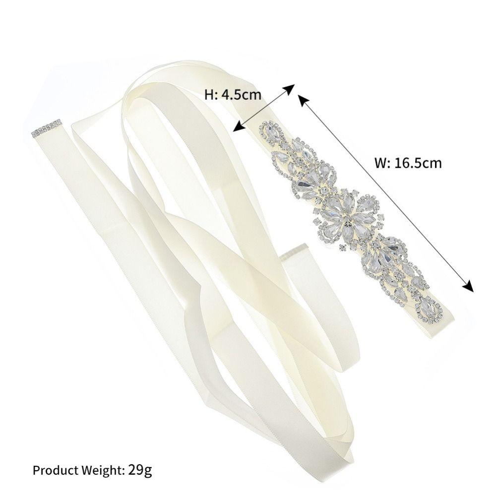 Sweet Silver Wedding Rhineston - Bridal Sash Ribbon 评论和价格