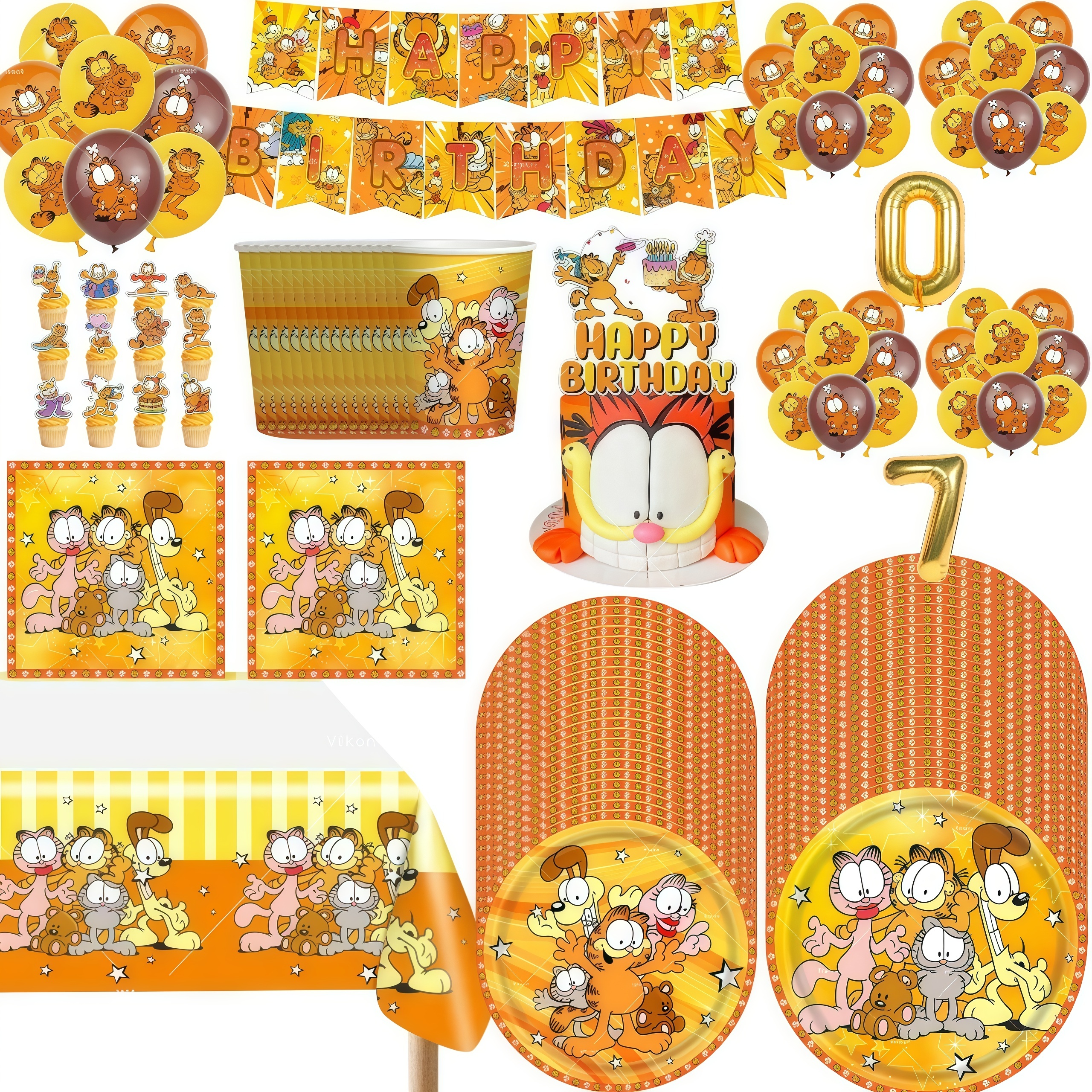 Cute Cartoon G-arfielded Birth - Confetti Balloon Set 评论和价格