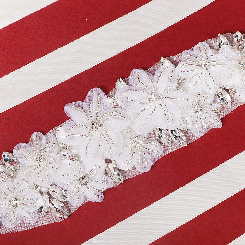 Romantic 3D Floral Bridal Belt - Bridal Sash Ribbon 评论和价格