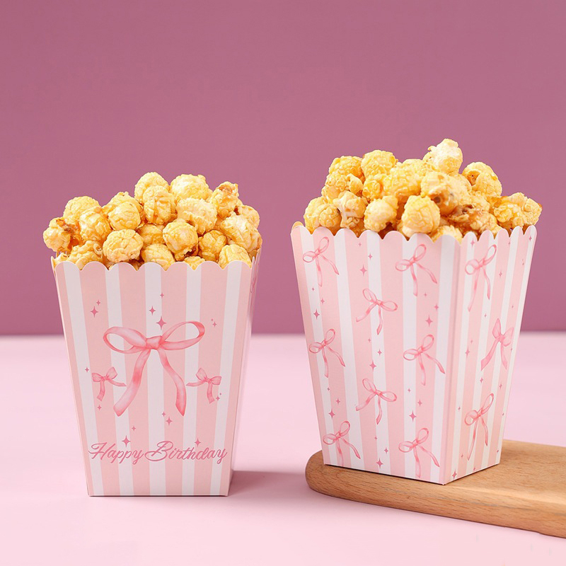 10Pcs Bow Paper Popcorn Boxes  - Wedding Decoration Supply 评论和价格