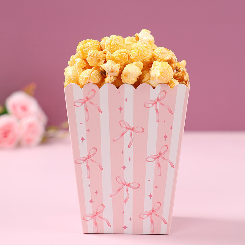 10Pcs Bow Paper Popcorn Boxes  - Wedding Decoration Supply 评论和价格