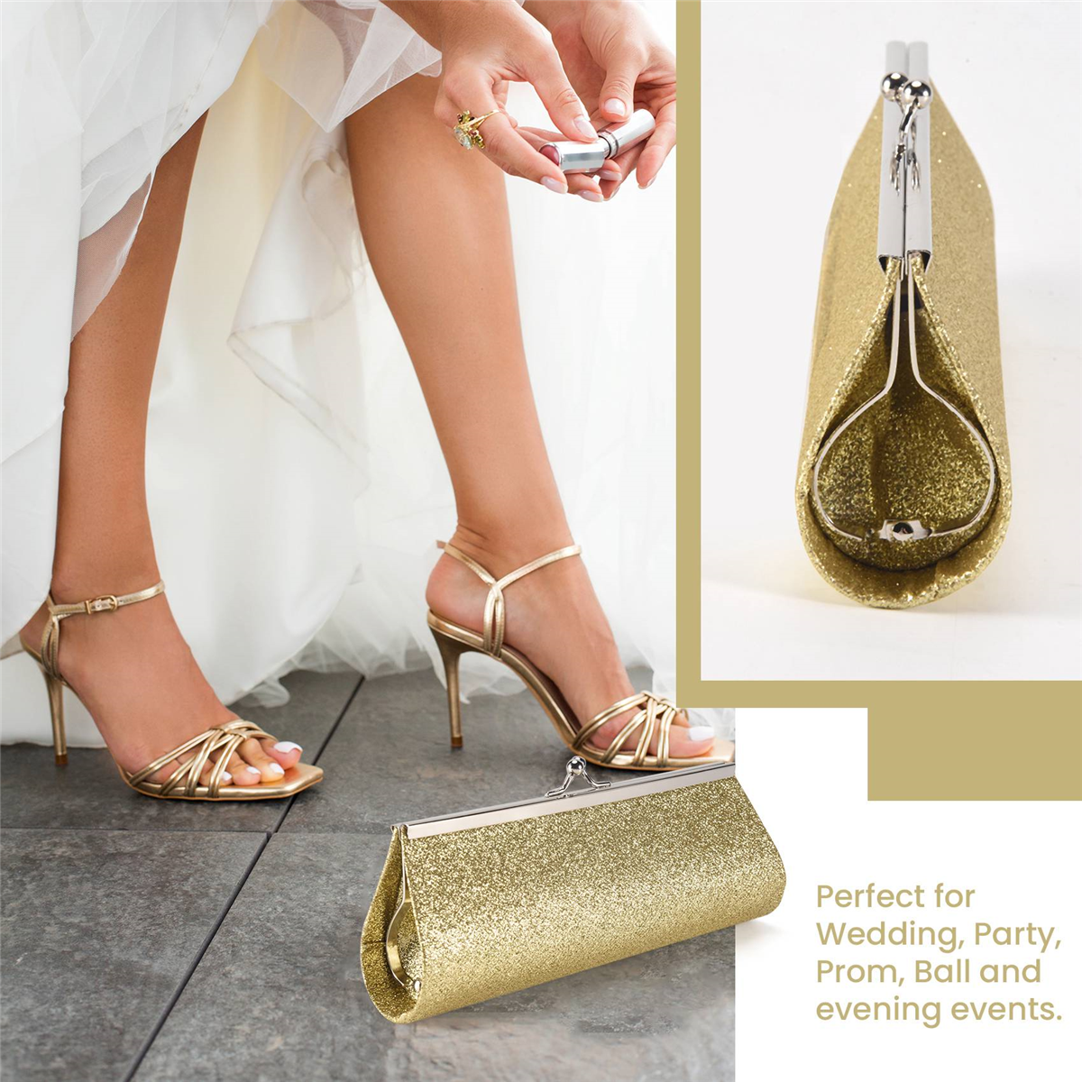 A330 Women Glitter Clutch Purs - Wedding Package Gold 评论和价格