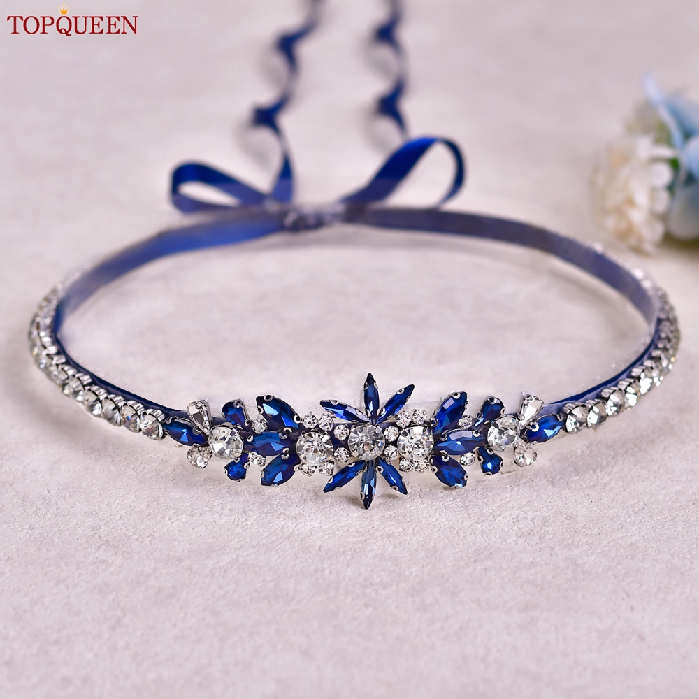TOPQUEEN Blue Diamond Bridal R - Bridal Sash Ribbon 评论和价格