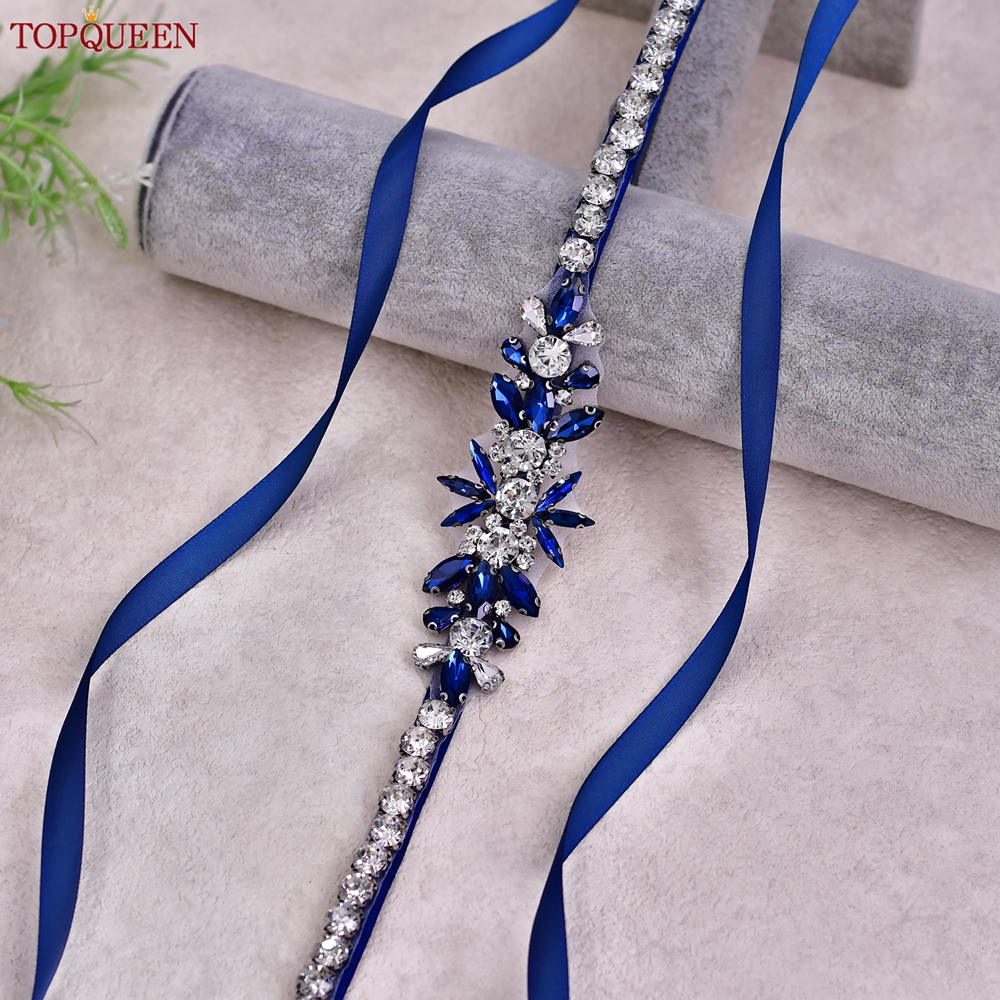 TOPQUEEN Blue Diamond Bridal R - Bridal Sash Ribbon 评论和价格
