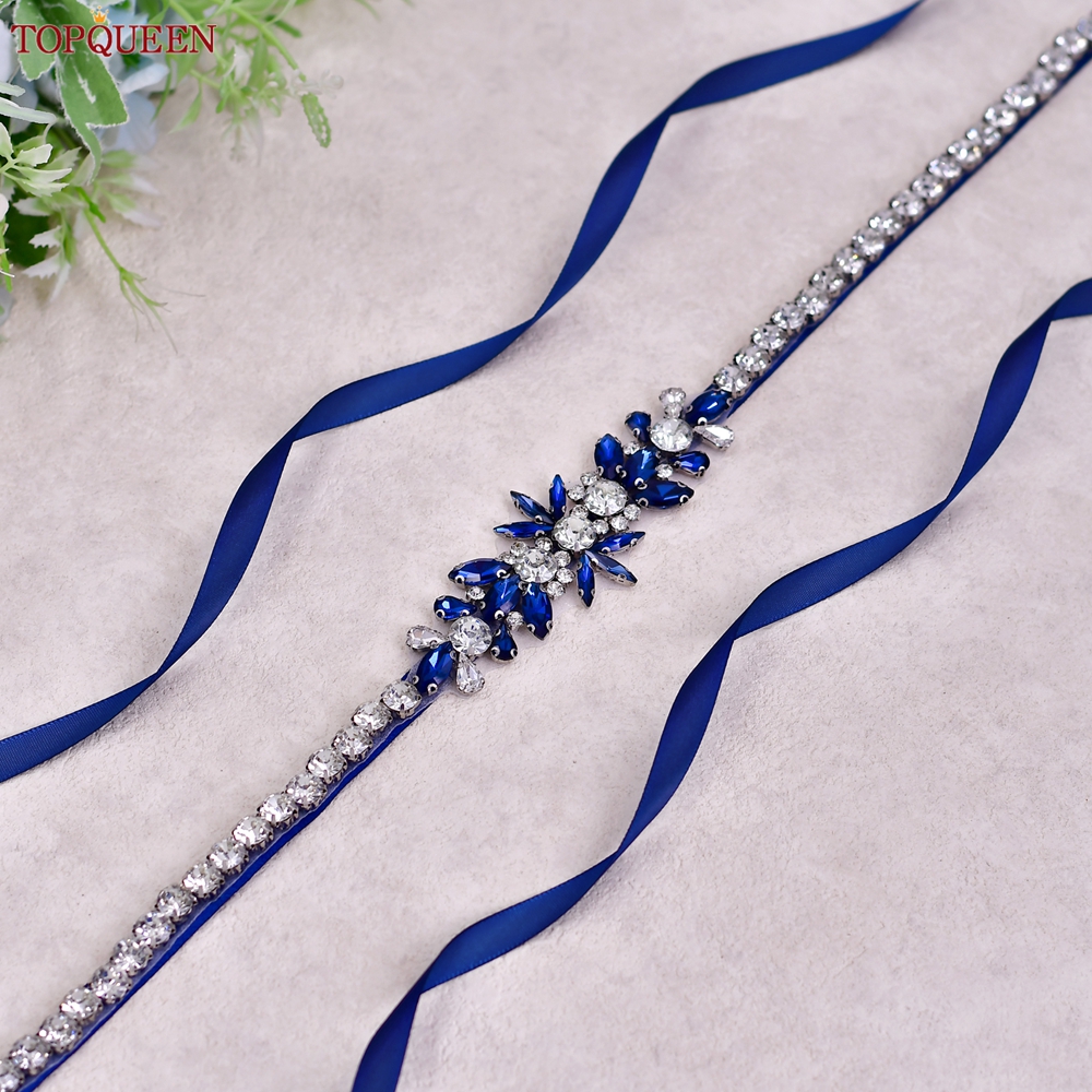 TOPQUEEN Blue Diamond Bridal R - Bridal Sash Ribbon 评论和价格