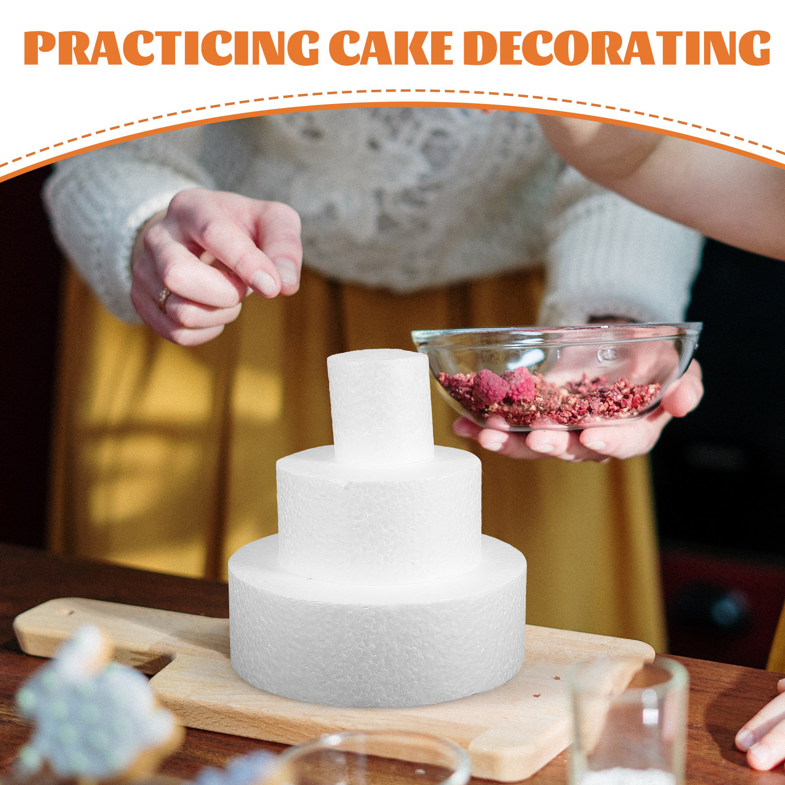 3Pcs DIY Round Cake Dummies Ba - Wedding Decoration Supply 评论和价格