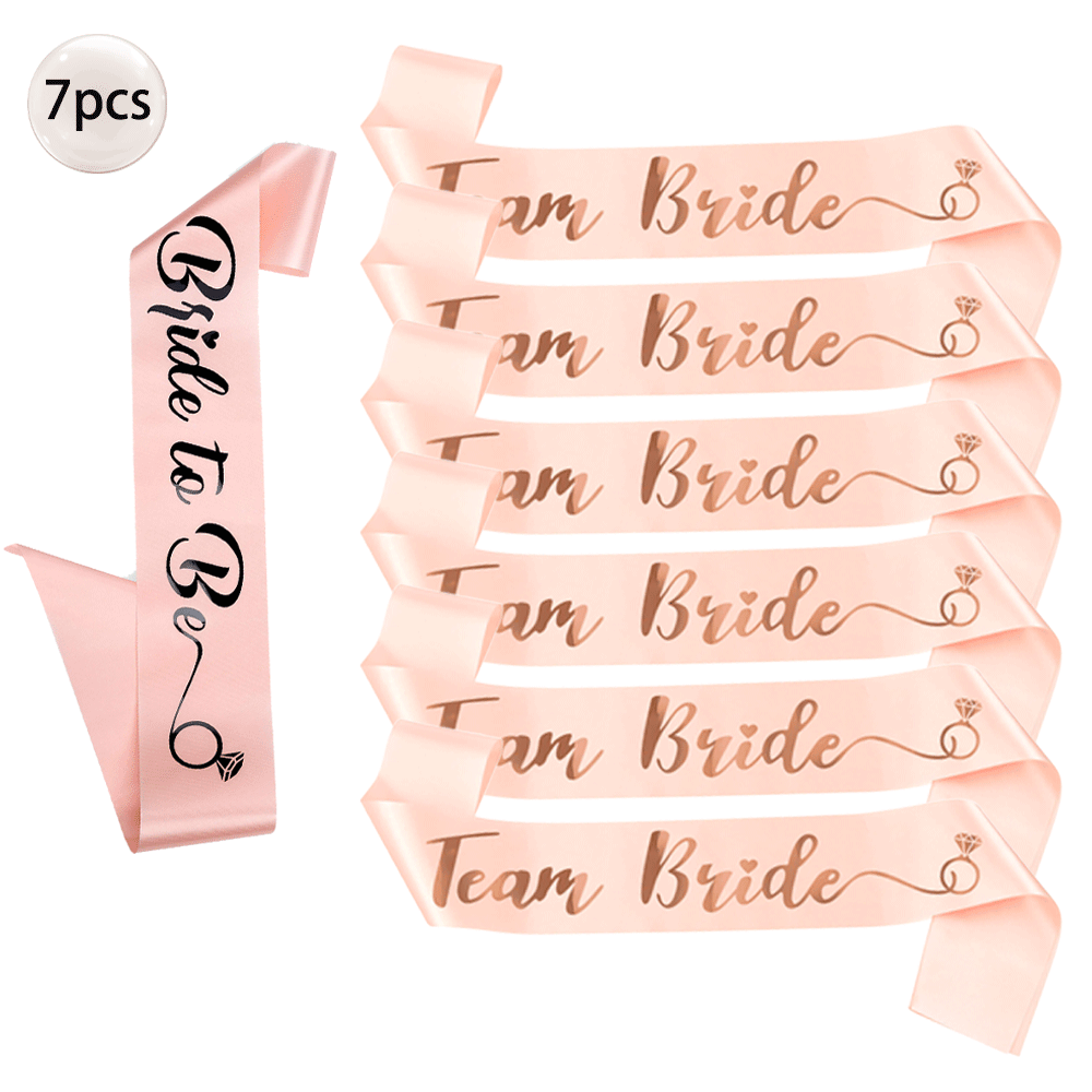 6/7Pcs Rose Gold Bride To Be T - Bride Tribe Sash 评论和价格