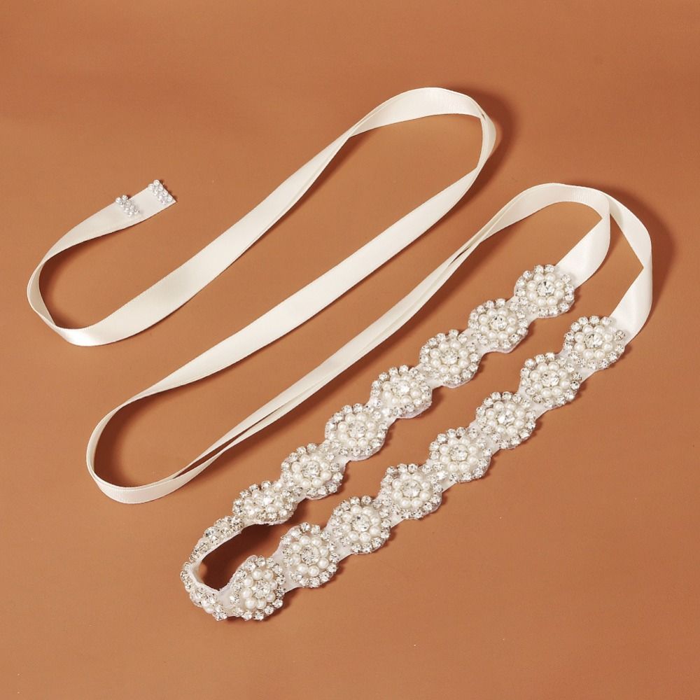 Fashion Luxury Crystal Pearls  - Bridal Sash Ribbon 评论和价格