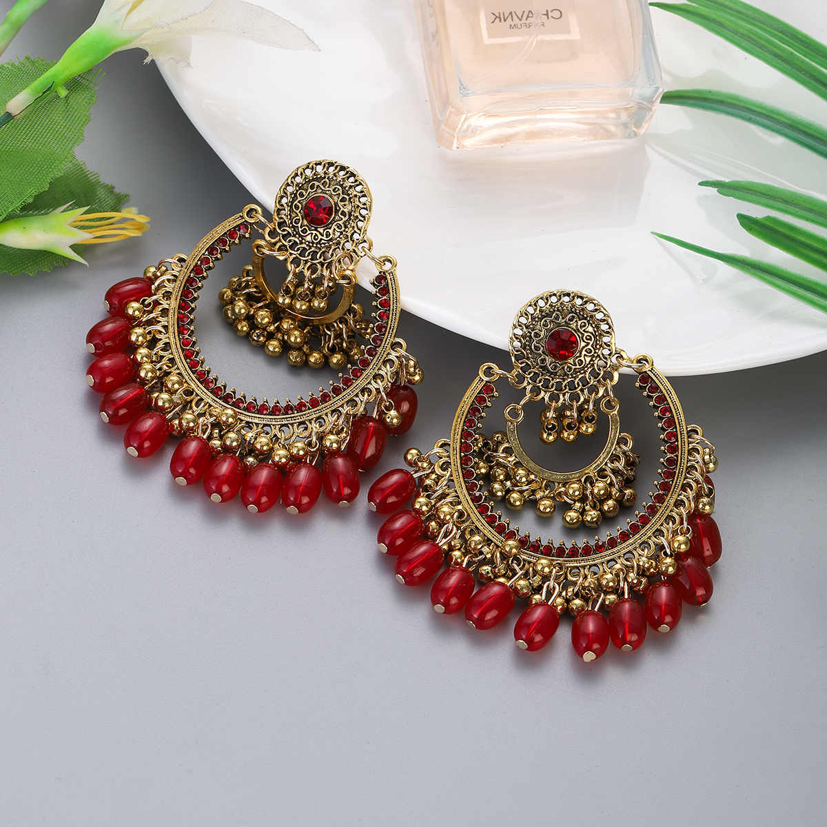 Boho Vintage Gold Color Jhumka - Indian Wedding Supply 评论和价格