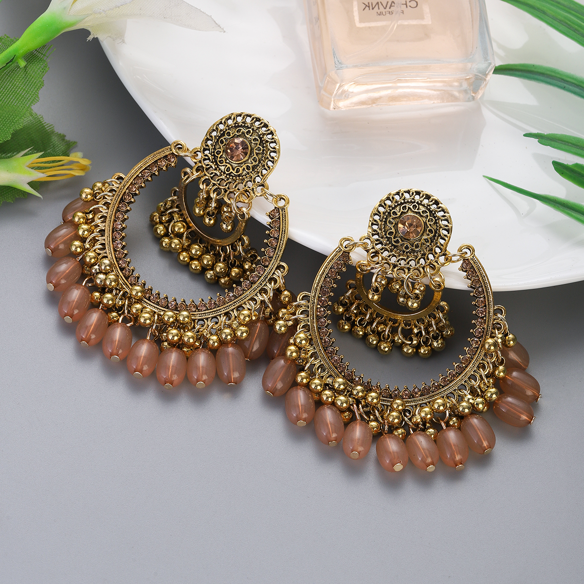 Boho Vintage Gold Color Jhumka - Indian Wedding Supply 评论和价格