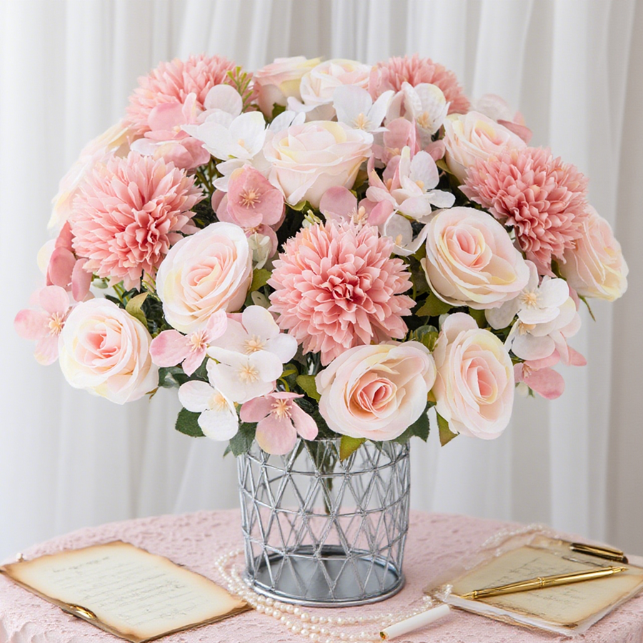 1/4pcs Artificial Flower Rose  - Flower Girl Basket 评论和价格