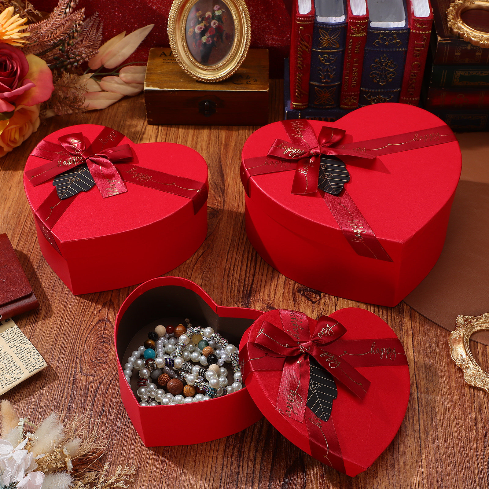 3Pcs Heart Gift Box Stylish Ro - Wedding Solution 评论和价格