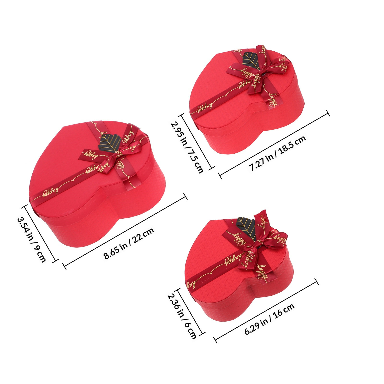 3Pcs Heart Gift Box Stylish Ro - Wedding Solution 评论和价格