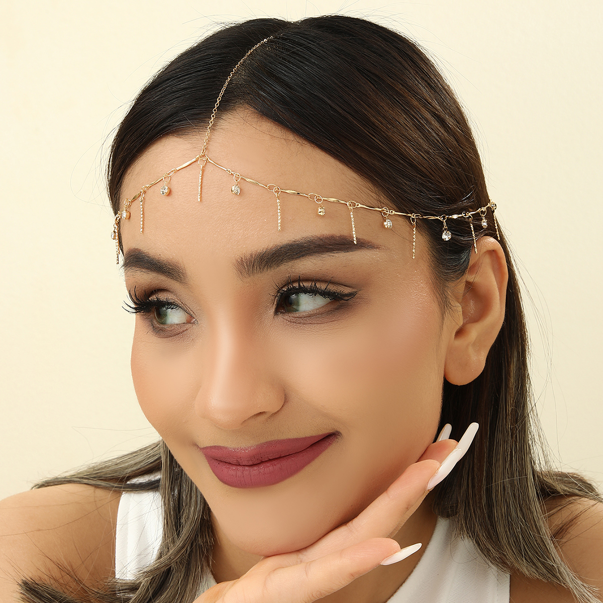 Boho Tassels Rhinestone Head C - Indian Wedding Supply 评论和价格
