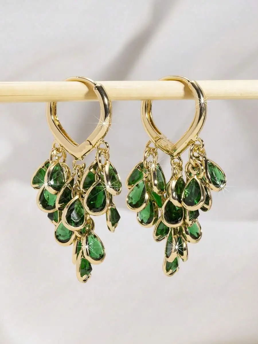 Elegant Gold Tone Teardrop Zir - Wedding Package Gold 评论和价格