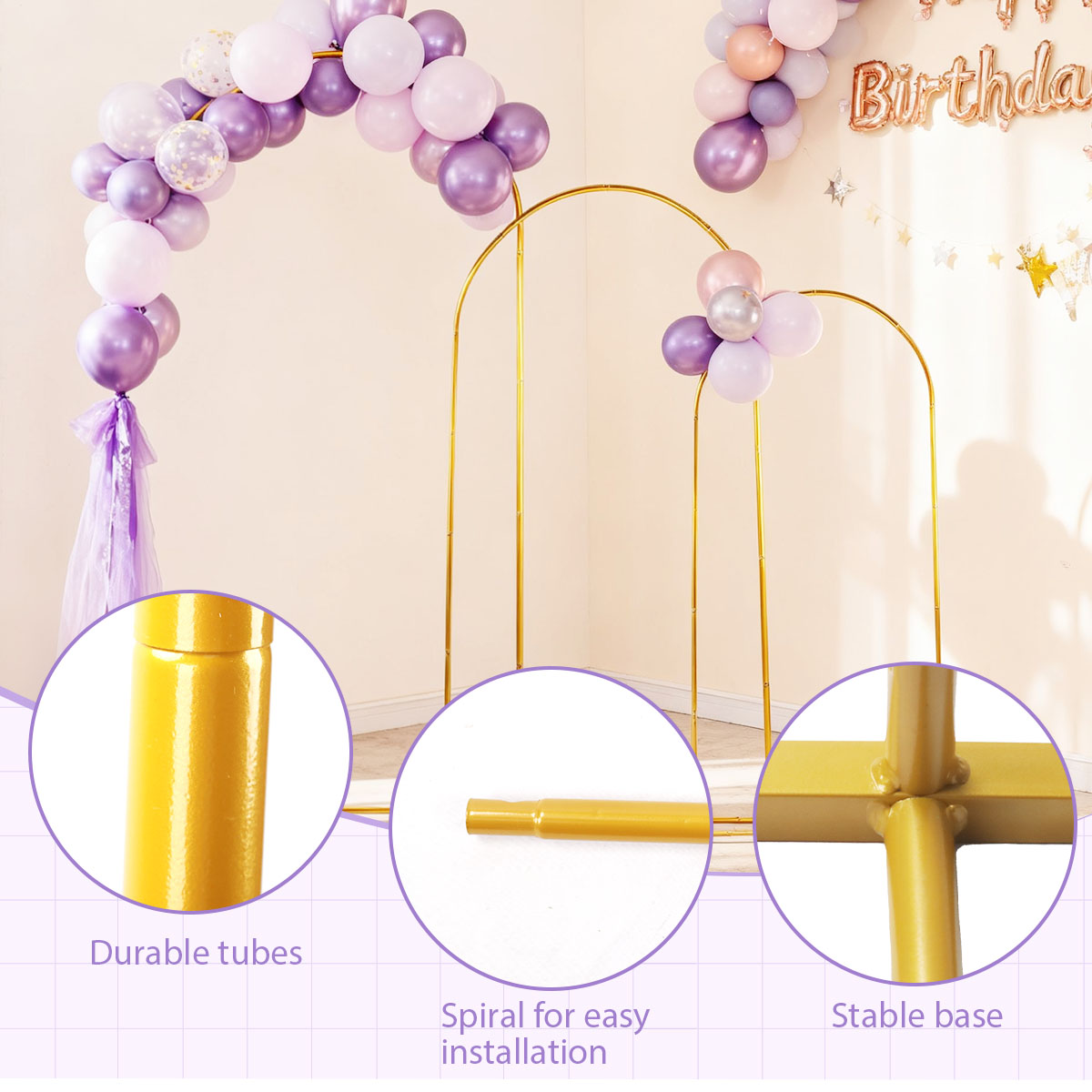 3Pack Golden Metal Arch Kits,  - Confetti Balloon Set 评论和价格