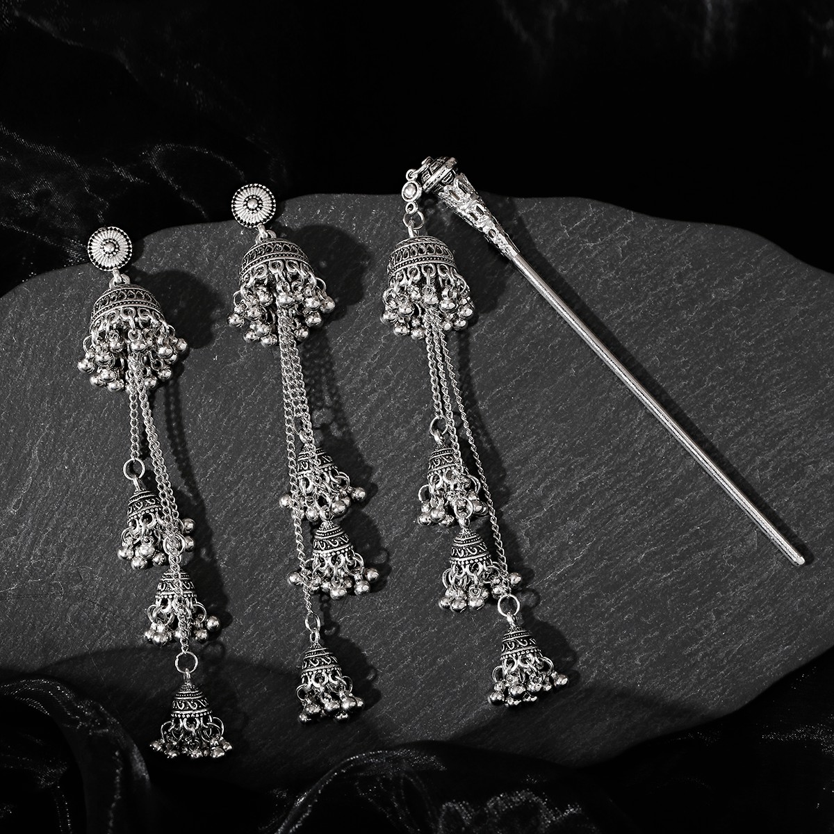 2pcs Vintage Long Tassel Earri - Indian Wedding Supply 评论和价格
