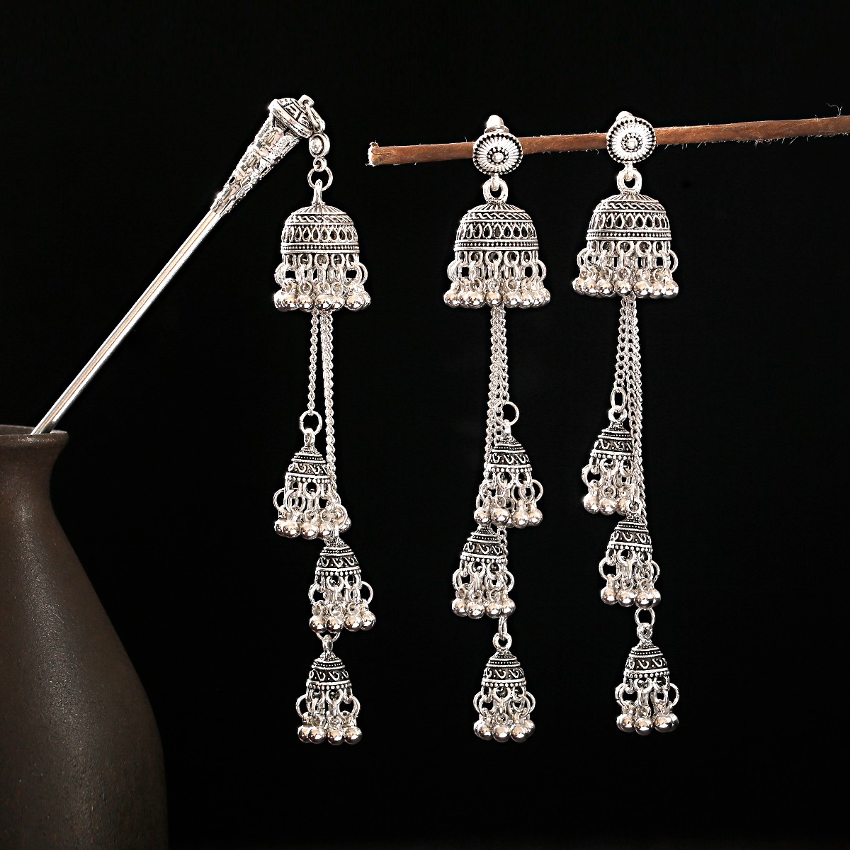 2pcs Vintage Long Tassel Earri - Indian Wedding Supply 评论和价格