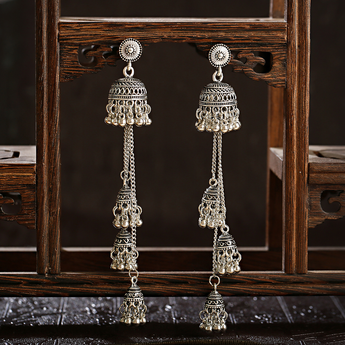 2pcs Vintage Long Tassel Earri - Indian Wedding Supply 评论和价格