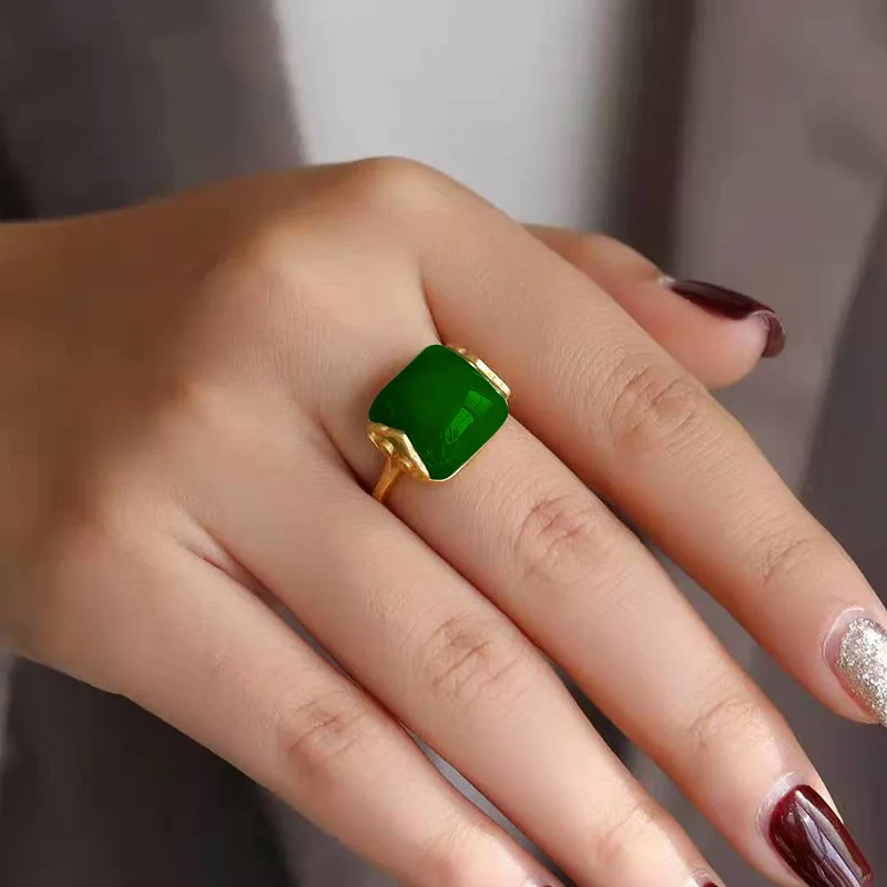 Natural Hetian Jade Ring Fashi - Wedding Zone 评论和价格